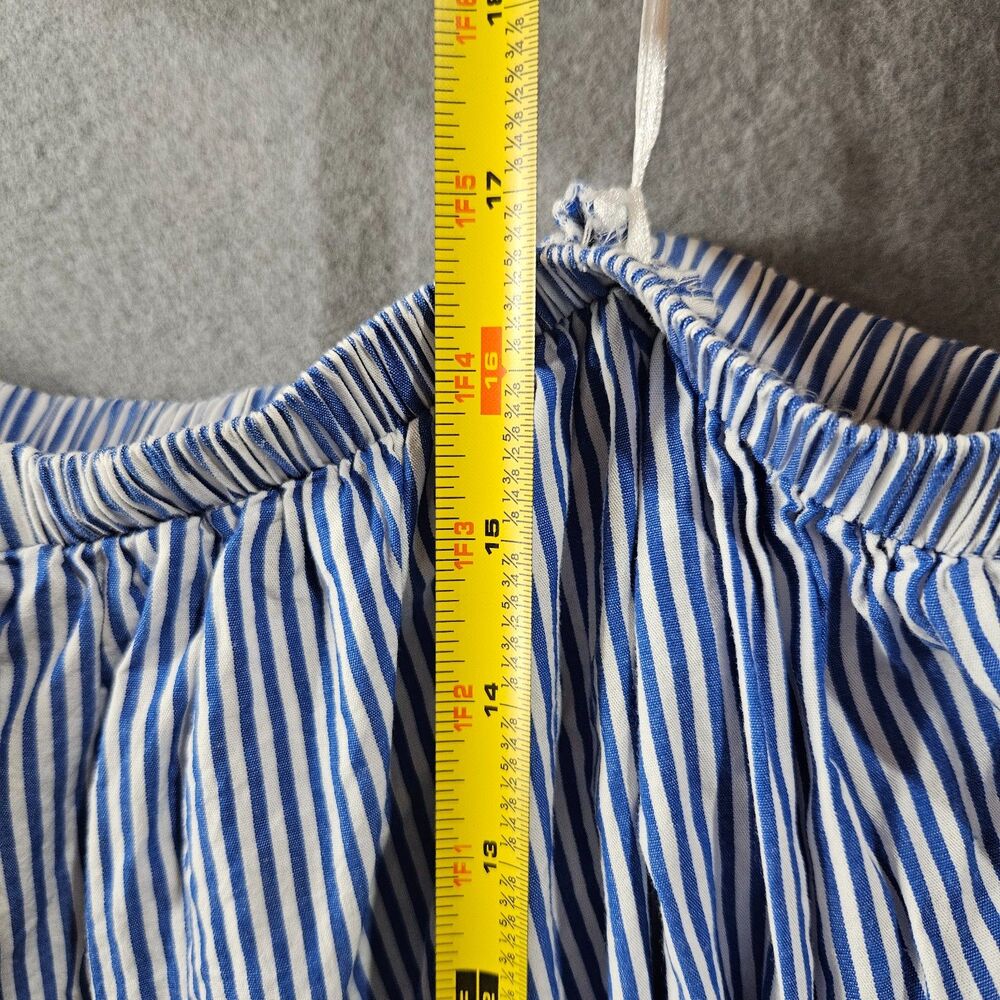 ASTR L Cotton Puff Sleeve Blue Top Matress Stripe Blouse off Shoulder Summer - Picture 4 of 6